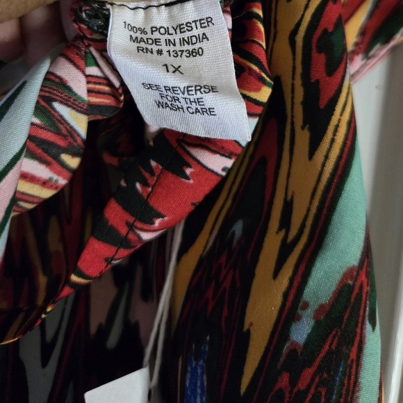 NWT Live 4 Truth Colorful Patterned Plus Kaftan Statement Top - Size 1X - Picture 3 of 8